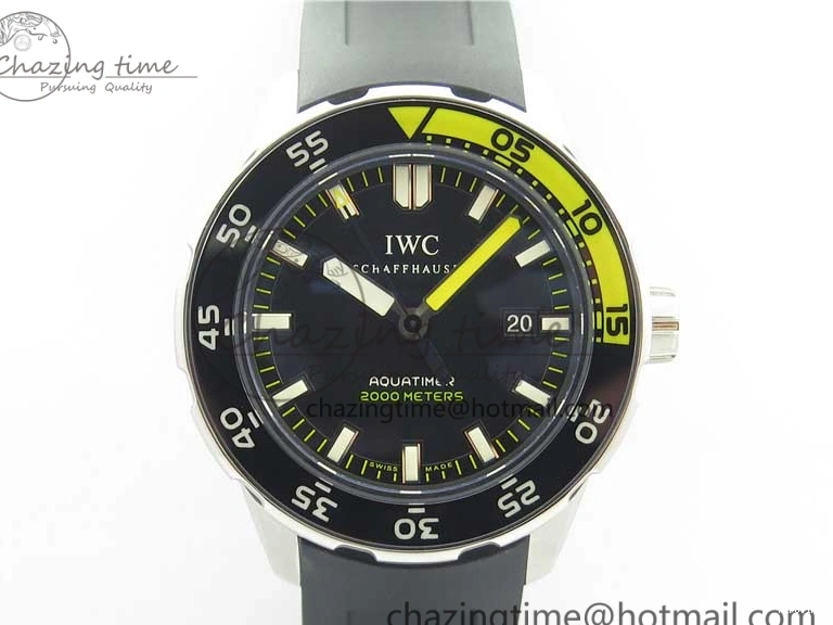 MIROTIME 0813 GoAnywhere Aquatimer SS IW356802 ZZF 1:1 Best Edition Black Dial on Black Rubber Strap MIYOTA 7128
